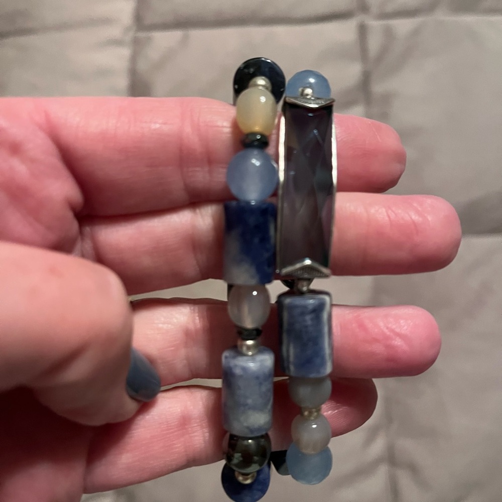 Silpada- Blue lapis and Silver Beaded Bracelet